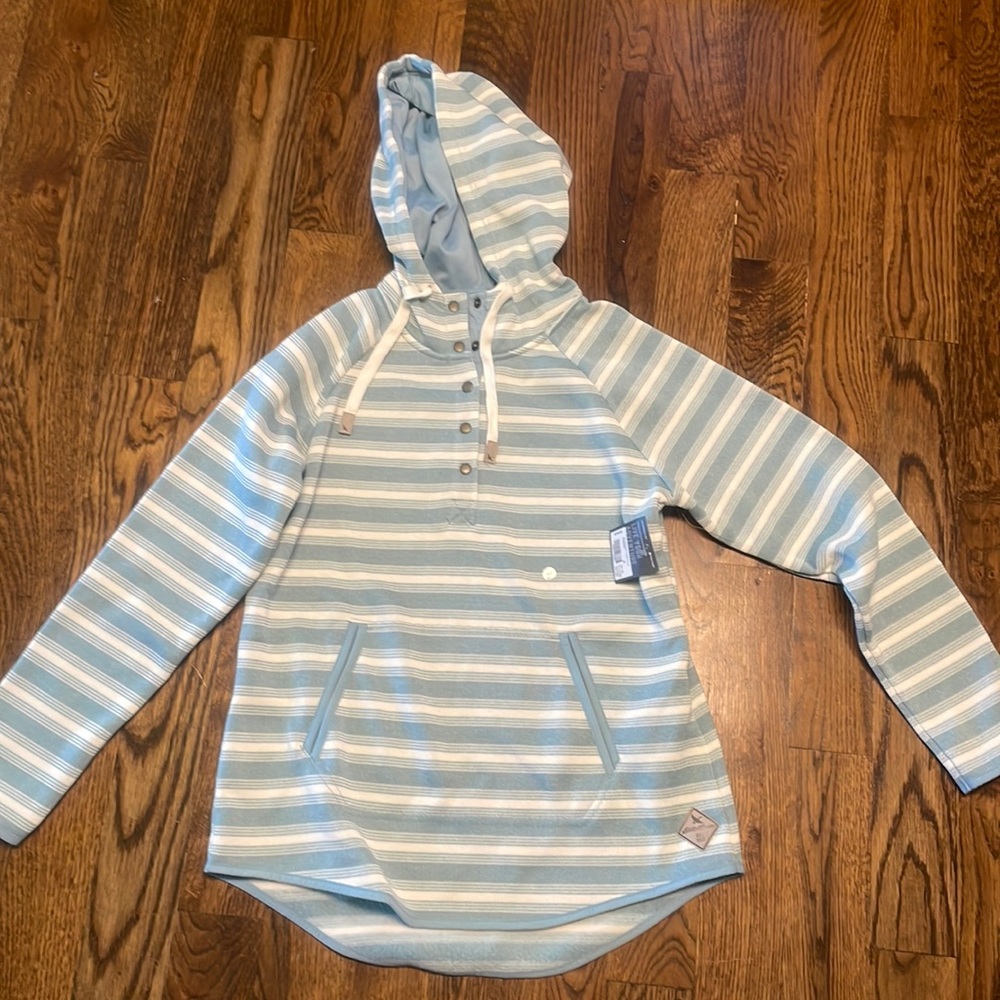 New! Eddie Bauer Striped fleece henley hoodie